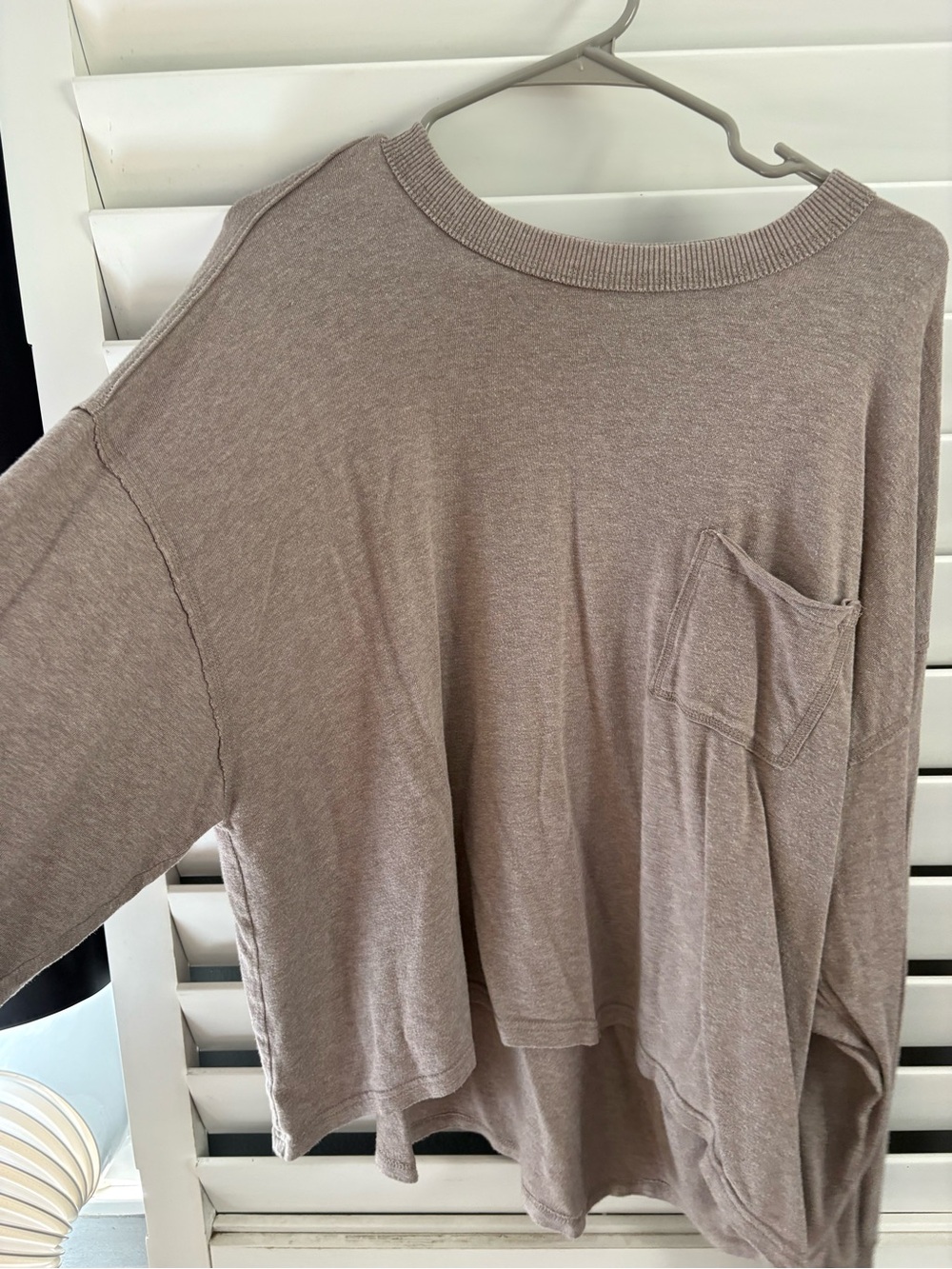 aerie Taupe Relaxed Pocket Long-Sleeve Sweatshirt